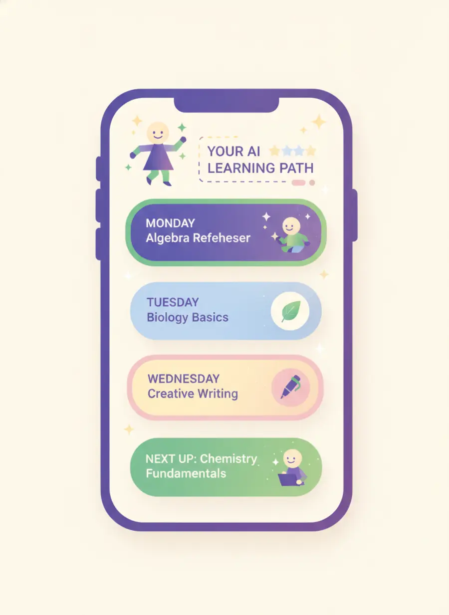 Skillzy app personalized learning plan screen